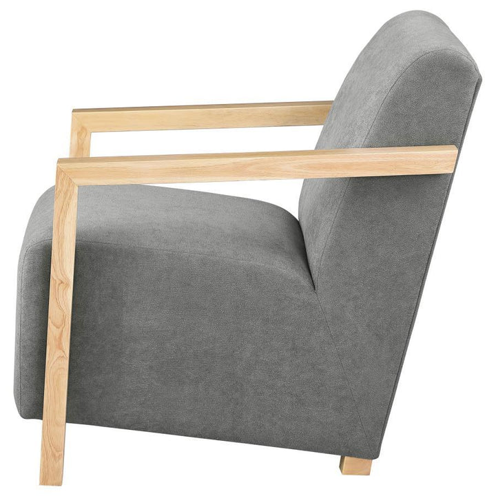 Diego - Upholstered Accent Arm Chair With Wood Arms - Gray Arm Chair modern furniture Contempo Furniture