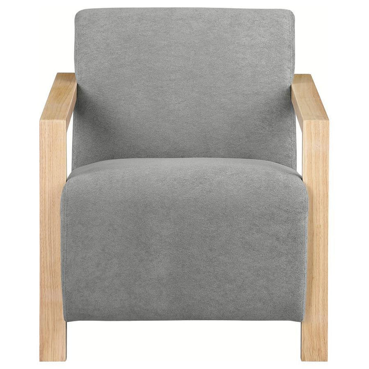 Diego - Upholstered Accent Arm Chair With Wood Arms - Gray Arm Chair modern furniture Contempo Furniture