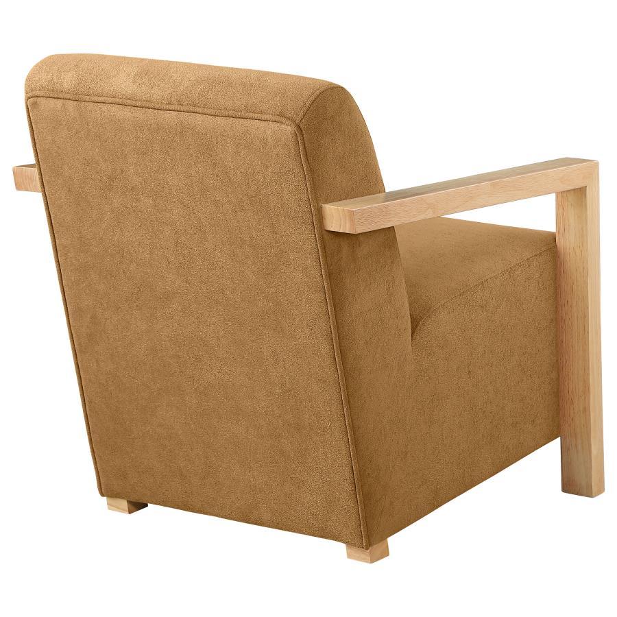 Diego - Upholstered Accent Arm Chair With Wood Arms - Honey Arm Chair modern furniture Contempo Furniture