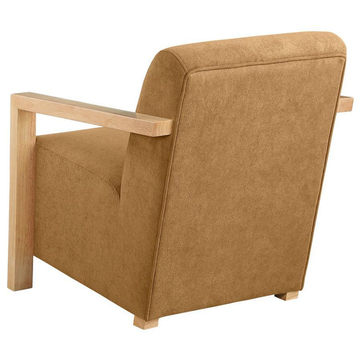 Diego - Upholstered Accent Arm Chair With Wood Arms - Honey Arm Chair modern furniture Contempo Furniture