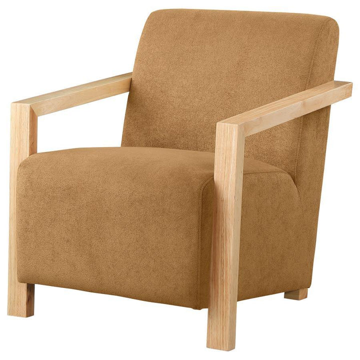 Diego - Upholstered Accent Arm Chair With Wood Arms - Honey Arm Chair modern furniture Contempo Furniture