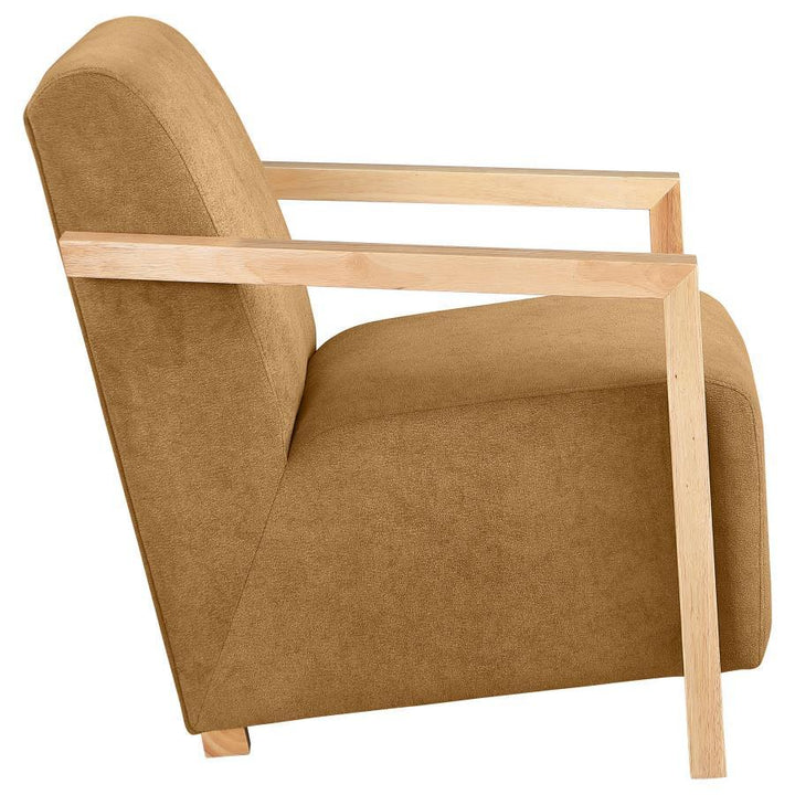 Diego - Upholstered Accent Arm Chair With Wood Arms - Honey Arm Chair modern furniture Contempo Furniture
