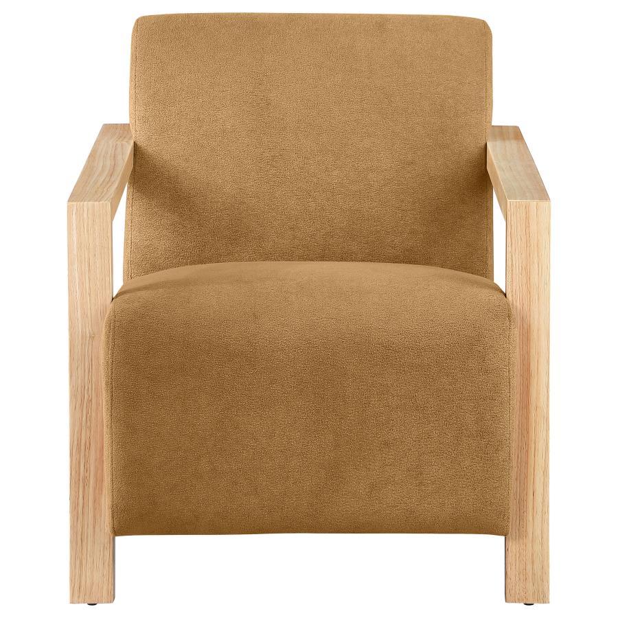 Diego - Upholstered Accent Arm Chair With Wood Arms - Honey Arm Chair modern furniture Contempo Furniture