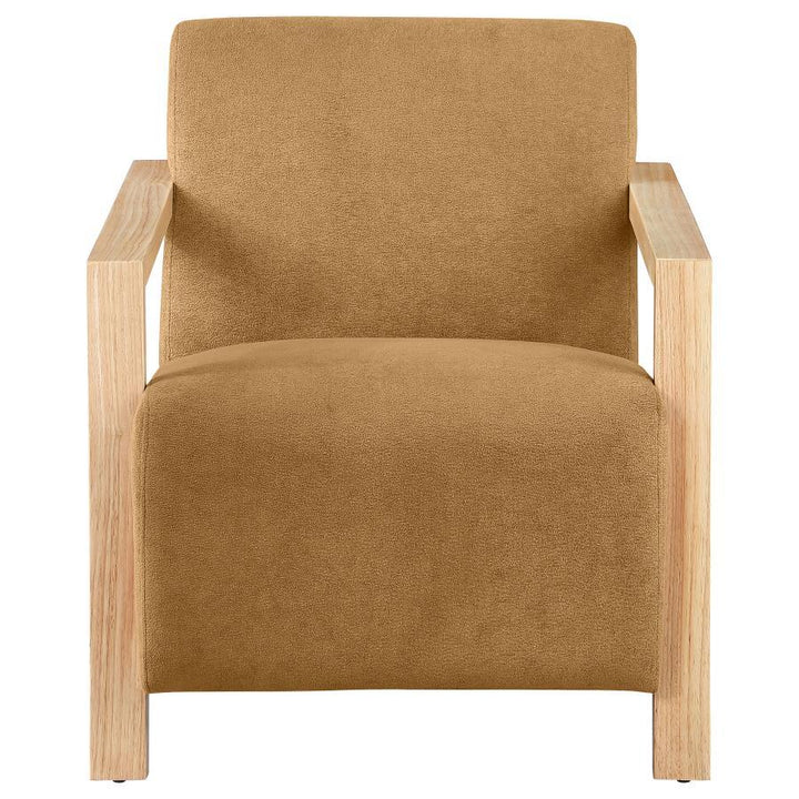 Diego - Upholstered Accent Arm Chair With Wood Arms - Honey Arm Chair modern furniture Contempo Furniture