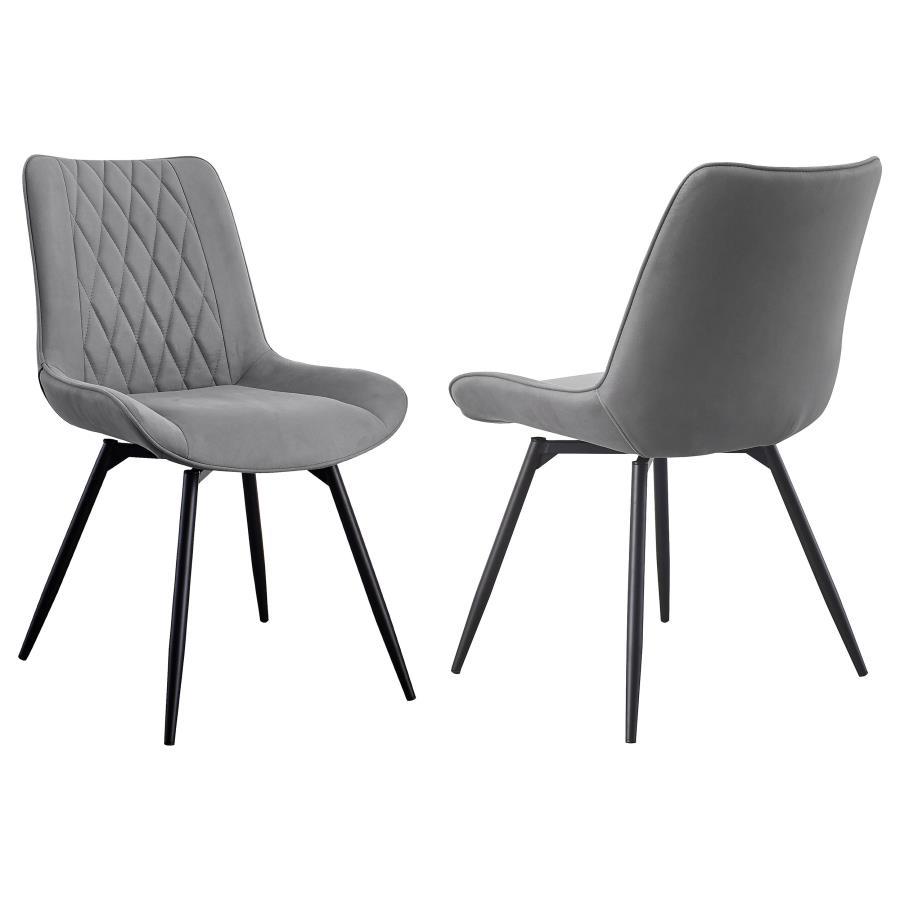 Diggs - Upholstered Swivel Dining Side Chair (Set of 2) - Gray Chair Set modern furniture Contempo Furniture