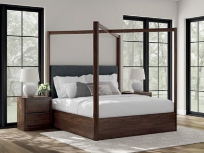 Dilenno King Canopy Bed - Dark Brown Canopy Bed modern furniture Contempo Furniture
