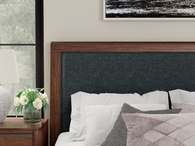 Dilenno King Upholstered Panel Bed - Dark Brown Panel Bed modern furniture Contempo Furniture