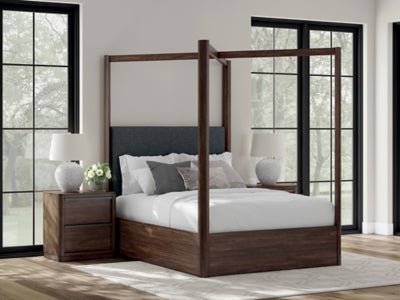 Dilenno Queen Canopy Bed - Dark Brown Canopy Bed modern furniture Contempo Furniture