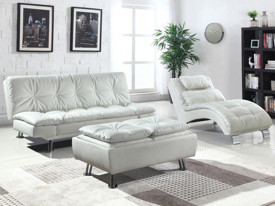 Dilleston - Upholstered Tufted Convertible Sofa Bed - White Futon Sofa modern furniture Contempo Furniture