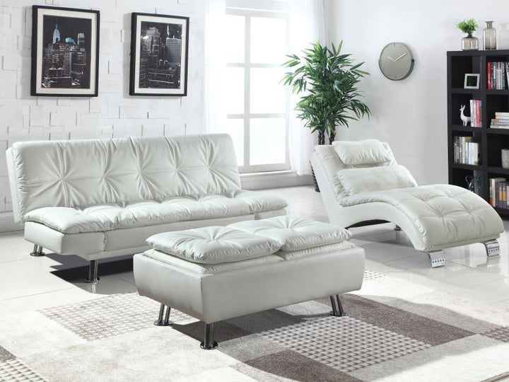 Dilleston - Upholstered Tufted Convertible Sofa Bed - White Futon Sofa modern furniture Contempo Furniture