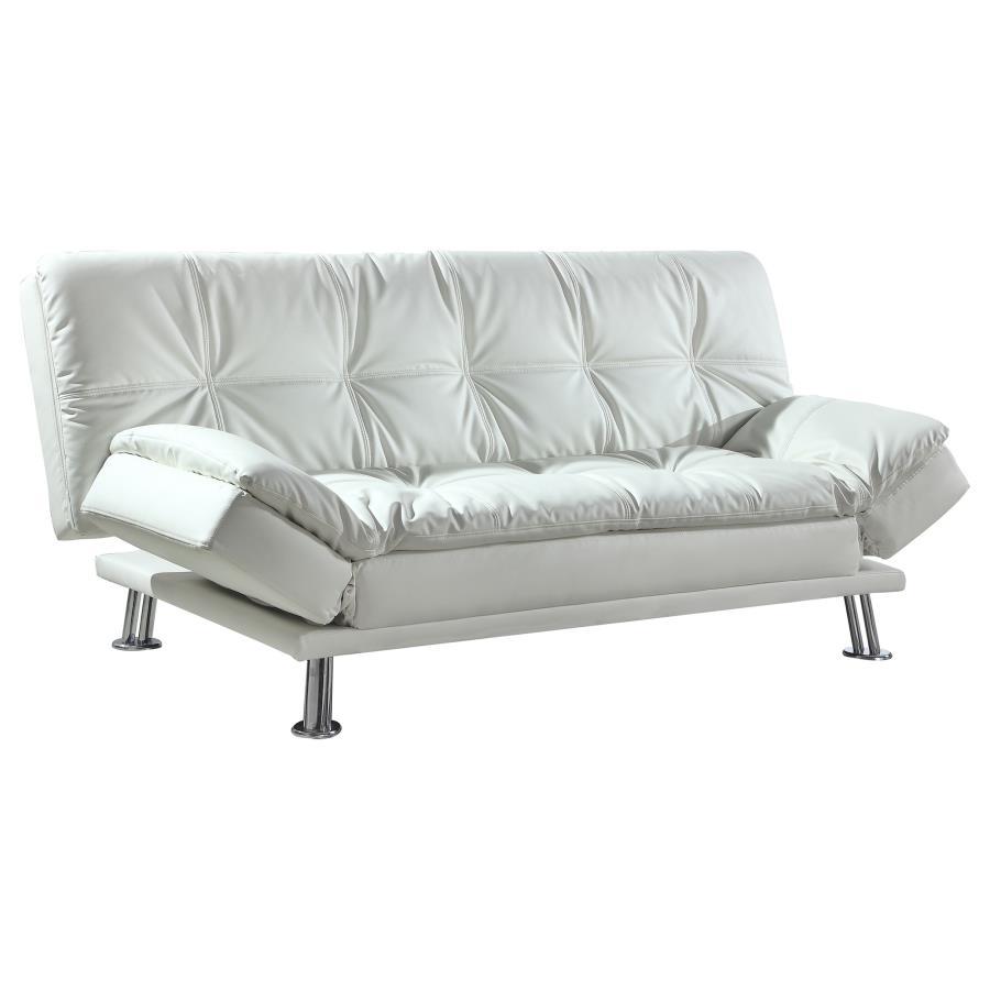Dilleston - Upholstered Tufted Convertible Sofa Bed - White Futon Sofa modern furniture Contempo Furniture