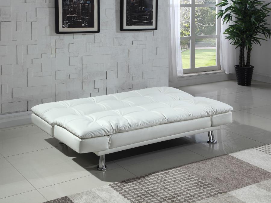 Dilleston - Upholstered Tufted Convertible Sofa Bed - White Futon Sofa modern furniture Contempo Furniture