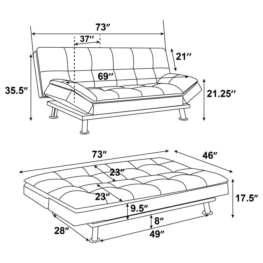 Dilleston - Upholstered Tufted Convertible Sofa Bed - White Futon Sofa modern furniture Contempo Furniture