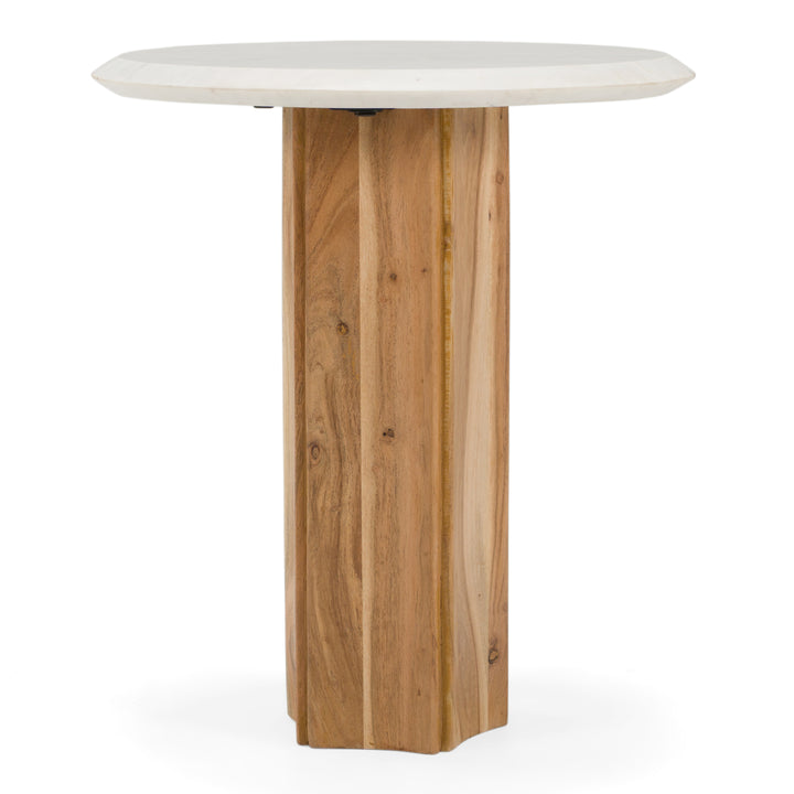 Dillinger - Modern White Marble + Mango Wood End Table