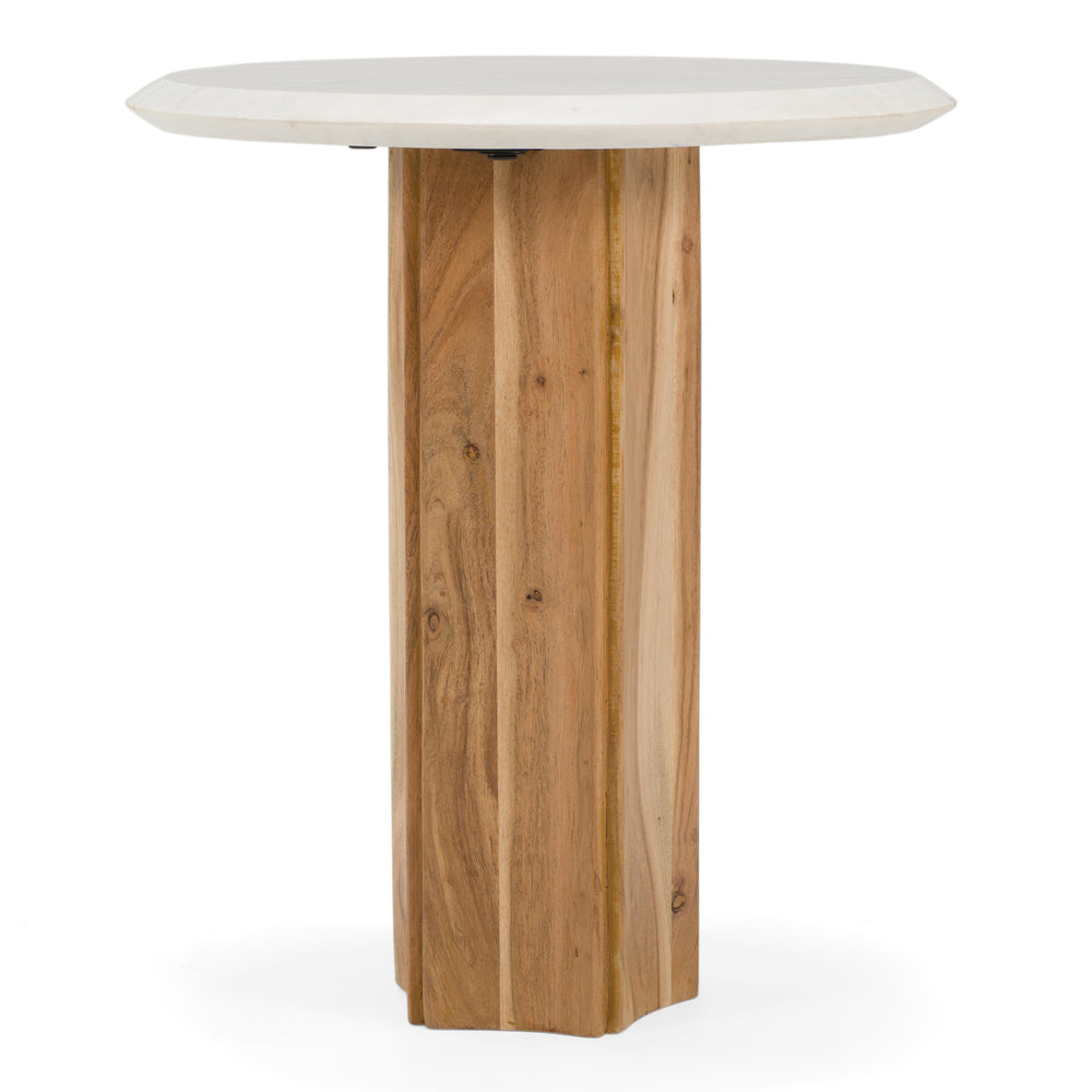 Dillinger - Modern White Marble + Mango Wood End Table