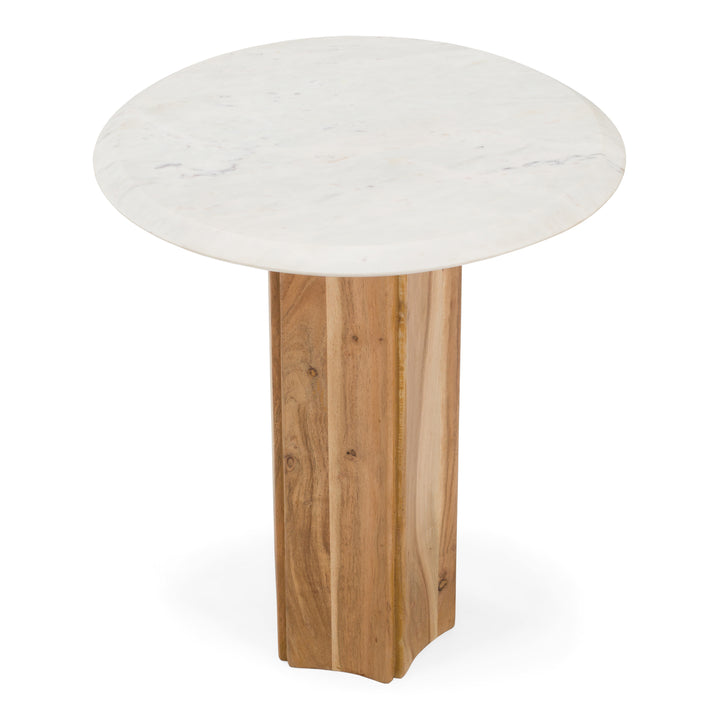 Dillinger - Modern White Marble + Mango Wood End Table