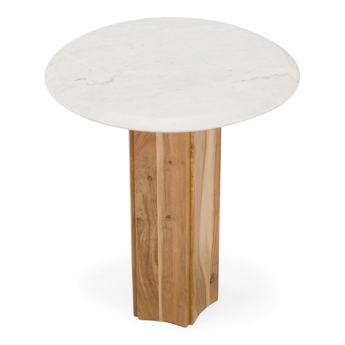 Dillinger - Modern White Marble + Mango Wood End Table - View 2