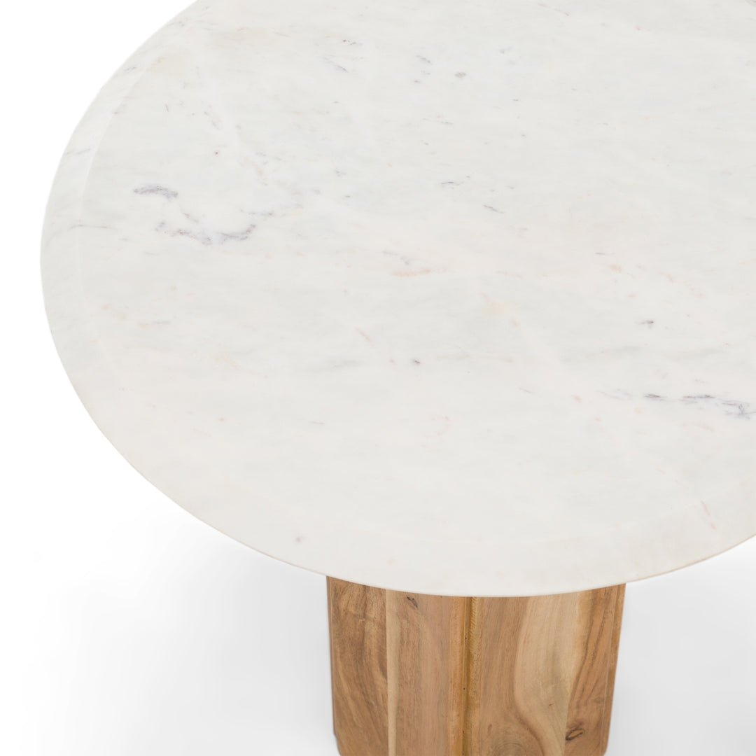Dillinger - Modern White Marble + Mango Wood End Table