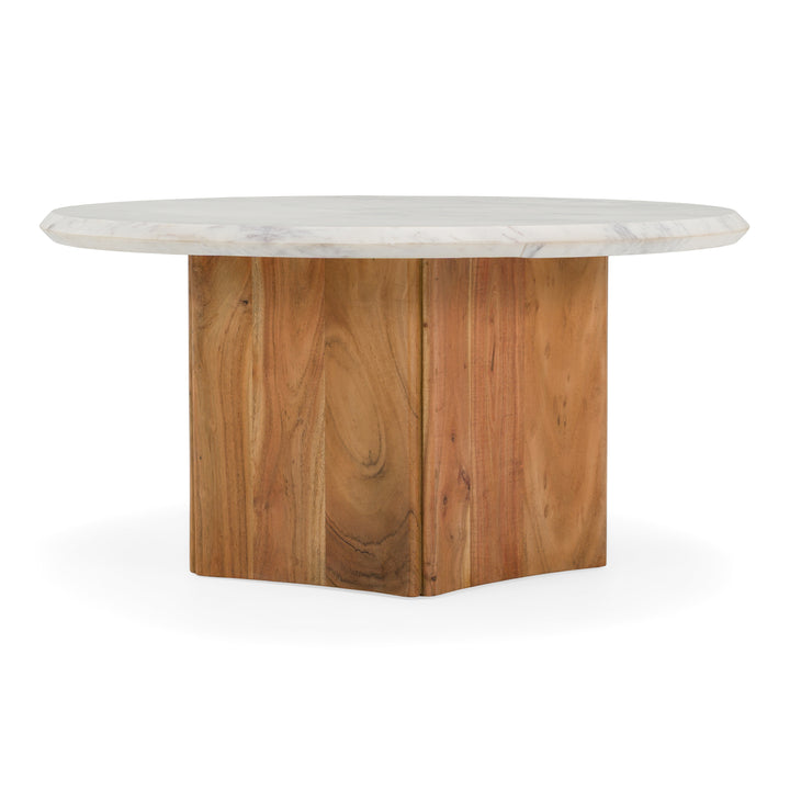 Dillinger - Modern White Marble + Mango Wood Coffee Table