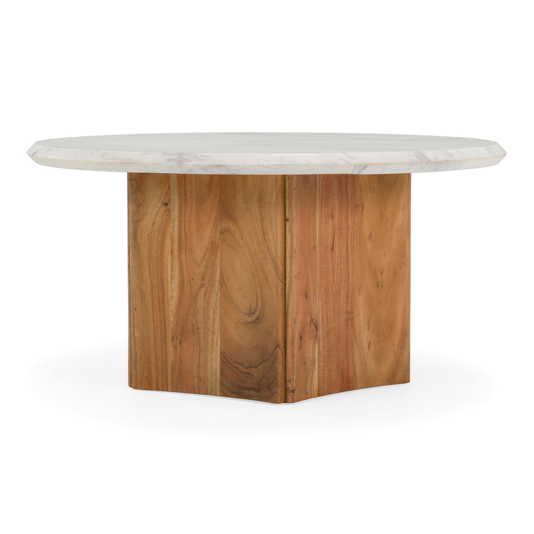 Dillinger - Modern White Marble + Mango Wood Coffee Table