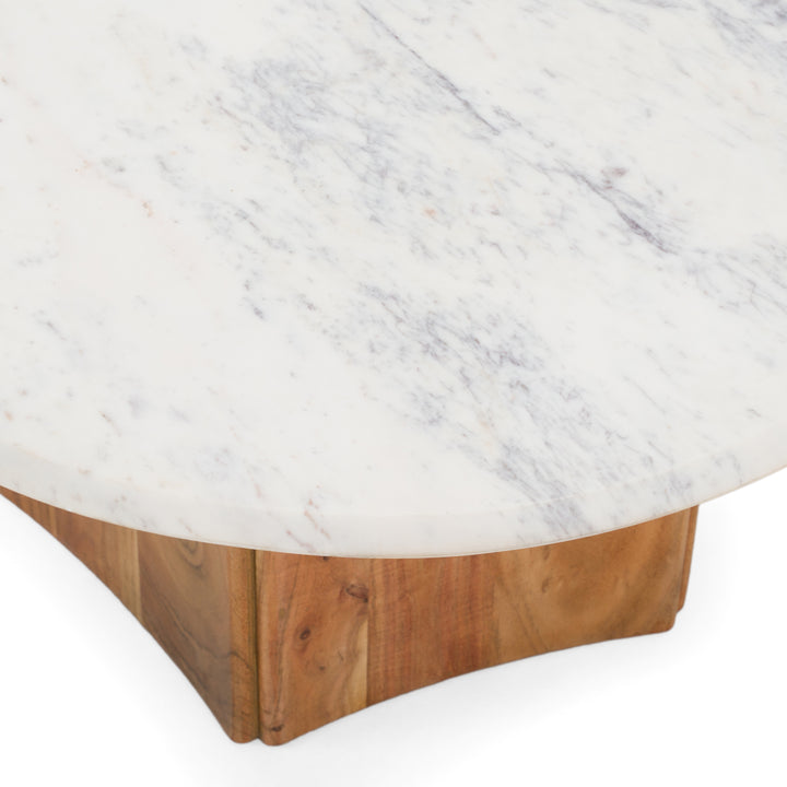 Dillinger - Modern White Marble + Mango Wood Coffee Table