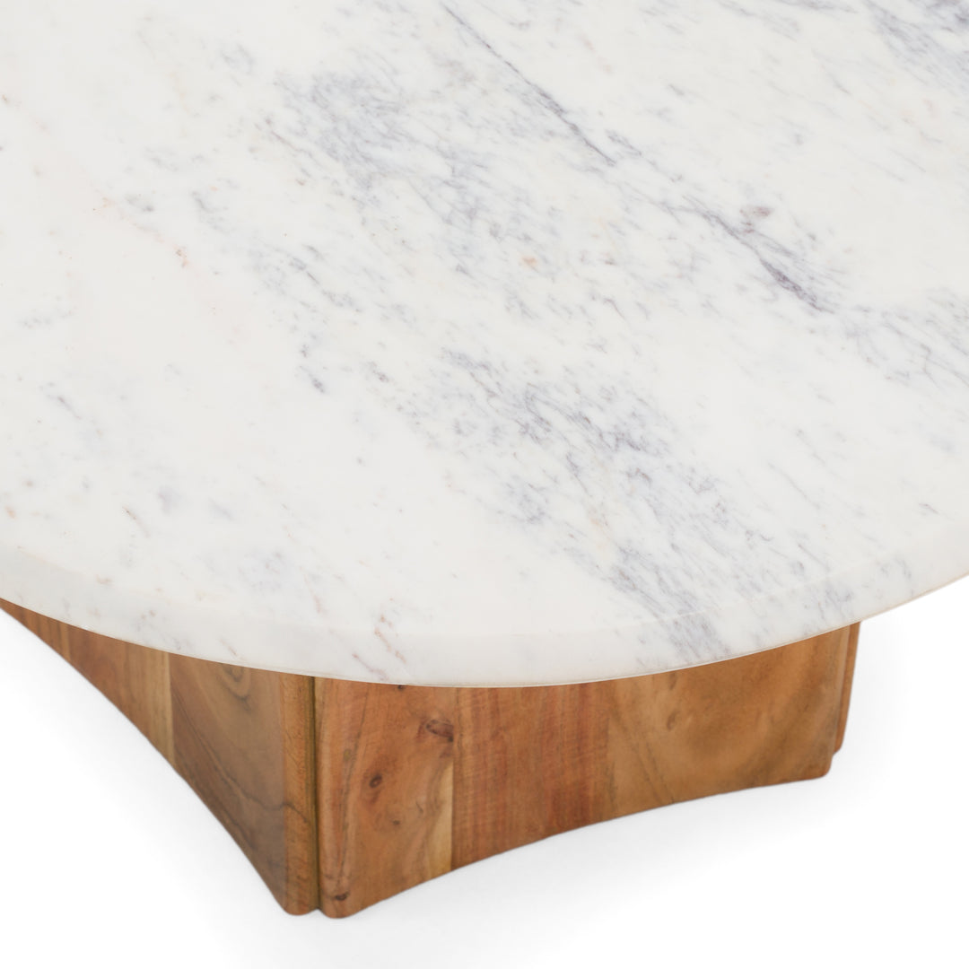 Dillinger - Modern White Marble + Mango Wood Coffee Table
