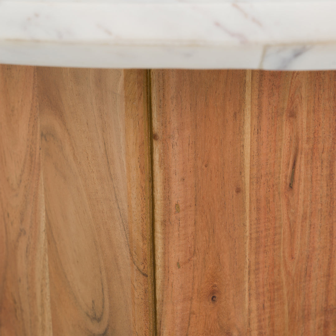 Dillinger - Modern White Marble + Mango Wood Coffee Table
