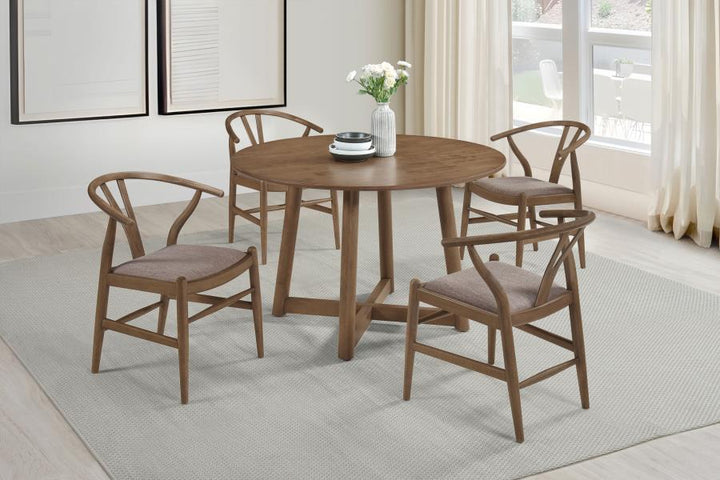 Dinah - Round Solid Wood Dining Table - Walnut Dining Table modern furniture Contempo Furniture