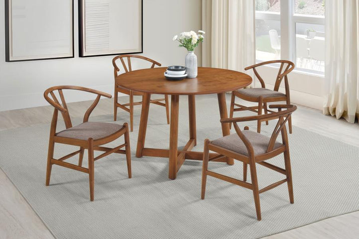 Dinah - Round Solid Wood Dining Table - Walnut Dining Table modern furniture Contempo Furniture