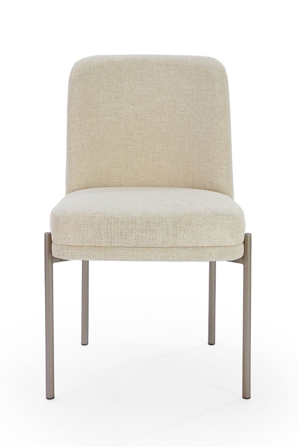 Dion Upholstered Dining Chair in Natural Light Linen and Brushed Nickel Metal (Set of 2) Chair modern furniture Contempo Furniture