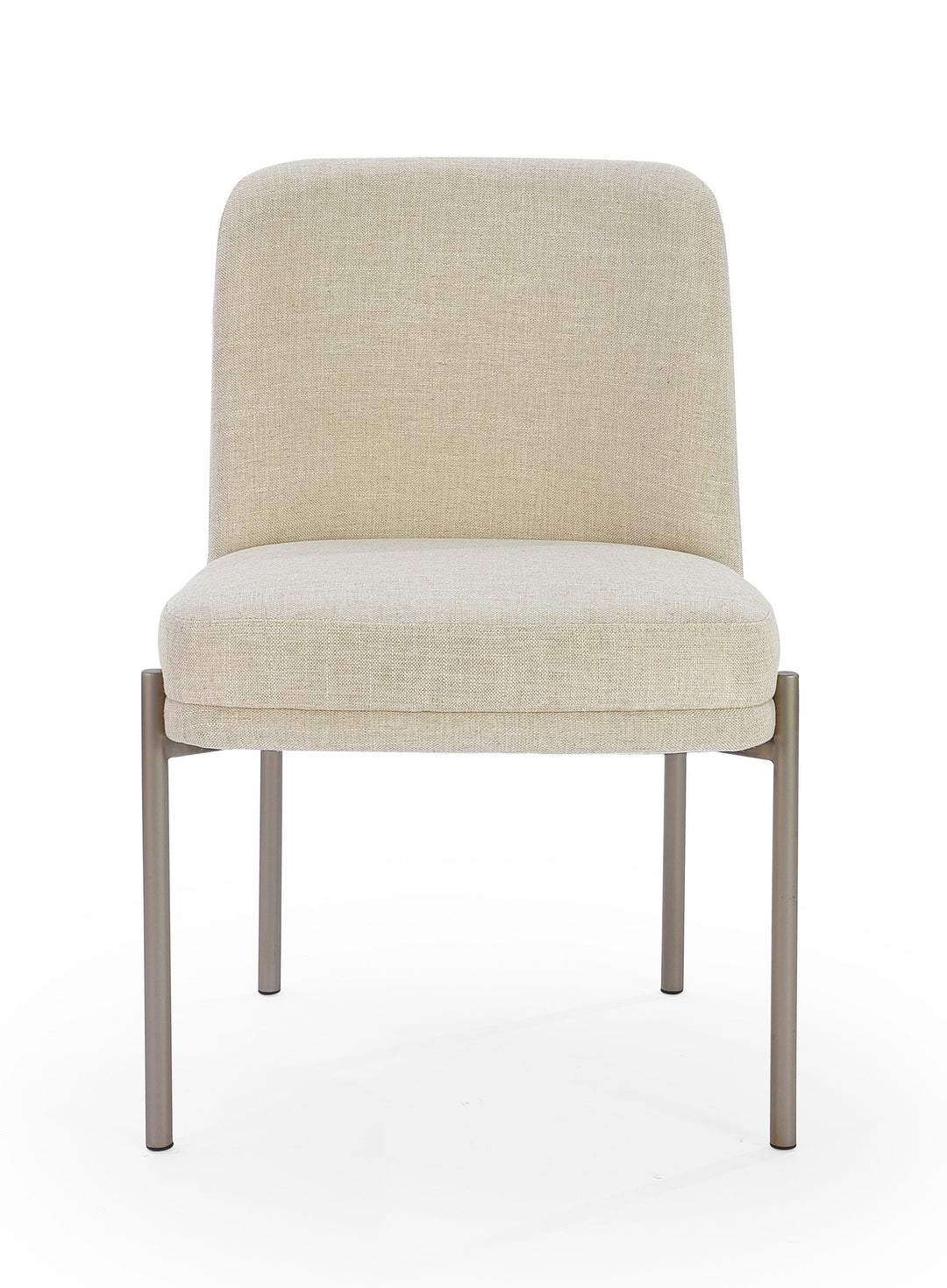 Dion Upholstered Dining Chair in Natural Light Linen and Brushed Nickel Metal (Set of 2) Chair modern furniture Contempo Furniture