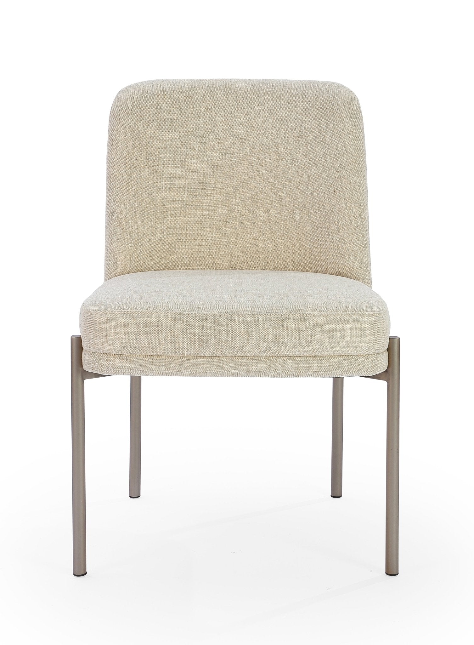 Dion Upholstered Dining Chair in Natural Light Linen and Brushed Nickel Metal (Set of 2) Chair modern furniture Contempo Furniture