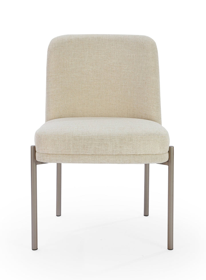 Dion Upholstered Dining Chair in Natural Light Linen and Brushed Nickel Metal (Set of 2) Chair modern furniture Contempo Furniture