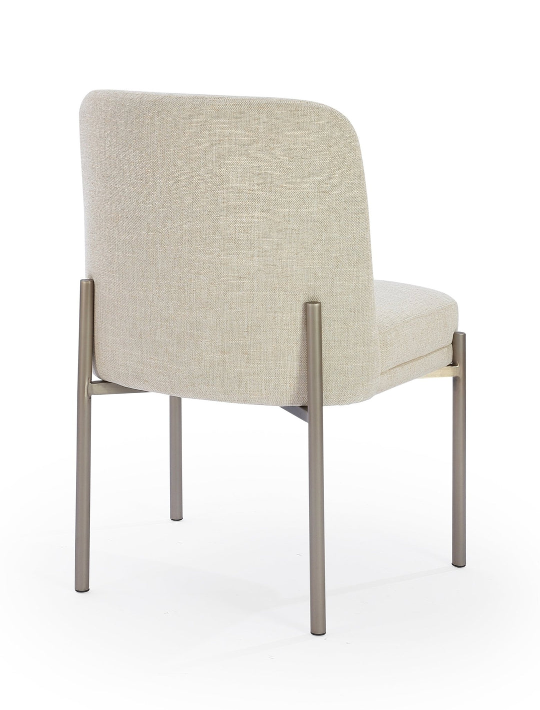 Dion Upholstered Dining Chair in Natural Light Linen and Brushed Nickel Metal (Set of 2) Chair modern furniture Contempo Furniture