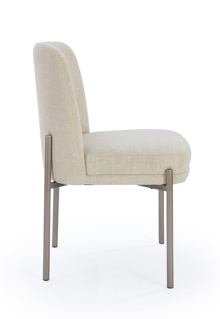 Dion Upholstered Dining Chair in Natural Light Linen and Brushed Nickel Metal (Set of 2) Chair modern furniture Contempo Furniture