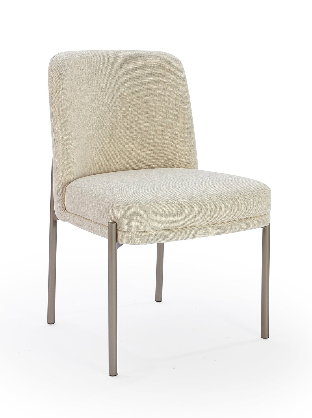 Dion Upholstered Dining Chair in Natural Light Linen and Brushed Nickel Metal (Set of 2) Chair modern furniture Contempo Furniture