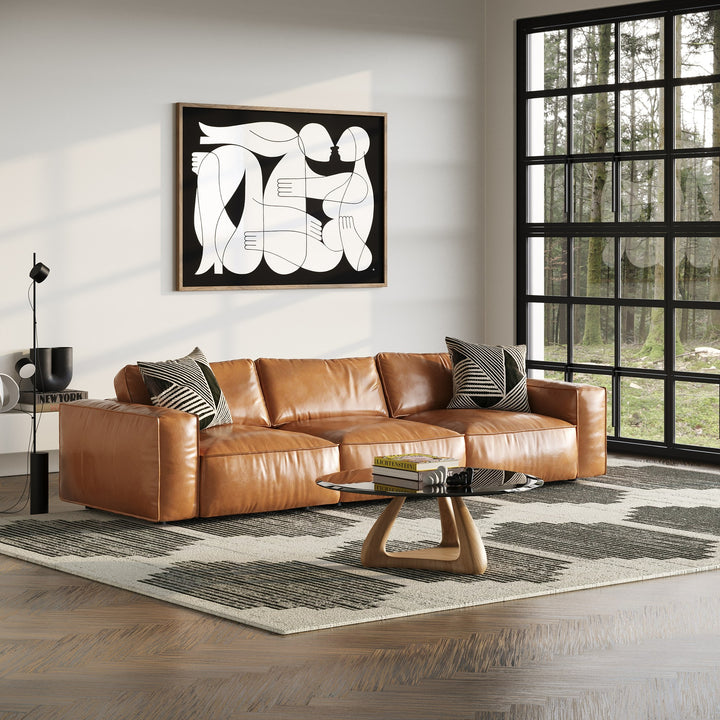 Cambria  Modern Cognac Leather Sofa