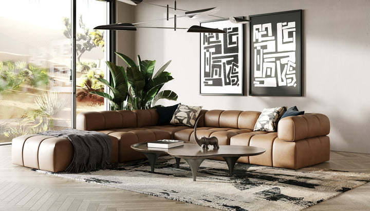 Everest - Modern Brown Leather Modular Sectional Sofa