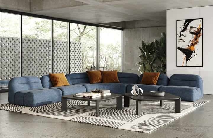 Forman - Modern Blue Fabric Modular Armless Sectional Seat