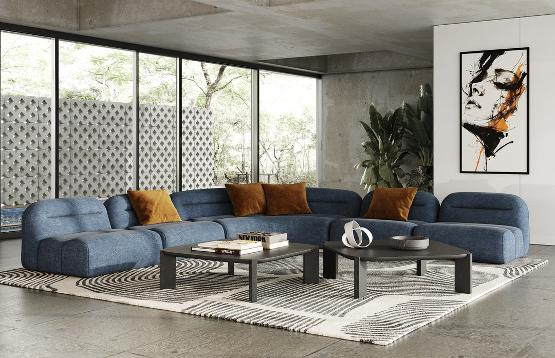Forman - Modern Blue Fabric Modular Sectional Sofa