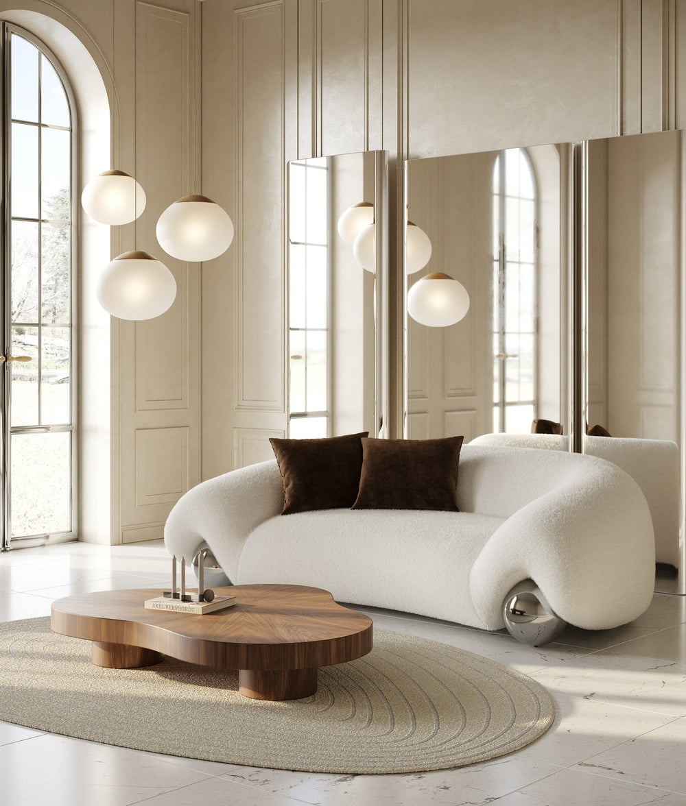 Fortune - Contemporary White Fabric Sofa - View 3