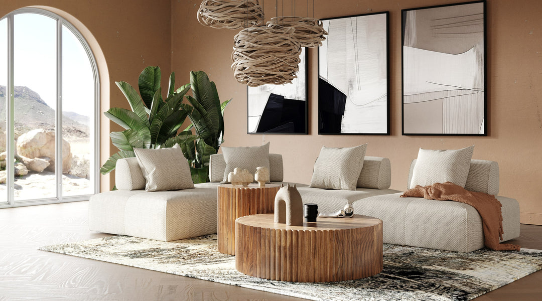 Mondo - Modern Modular Beige Fabric Sectional Sofa