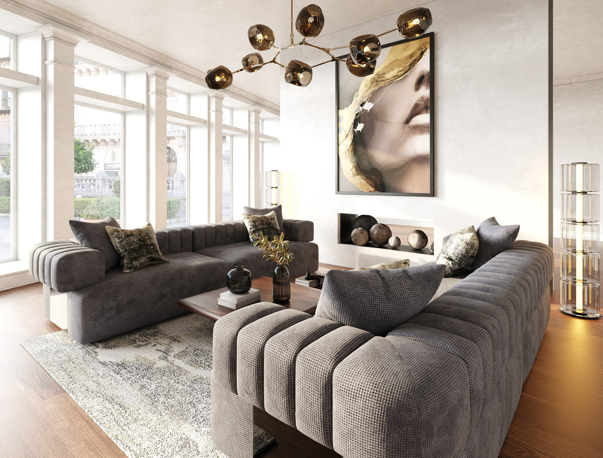 Moreno - Modern Grey Fabric 4-Seater Sofa