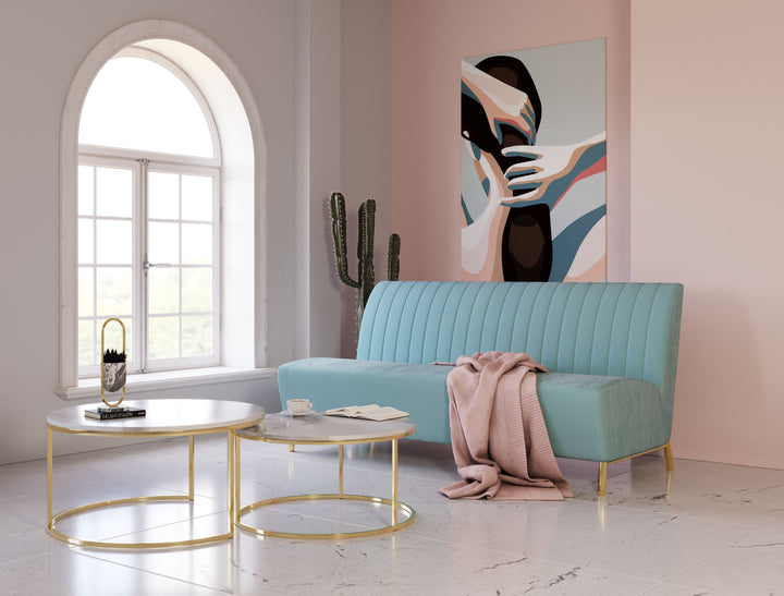 Mosko - Modern Light Green  and  Gold Fabric Sofa