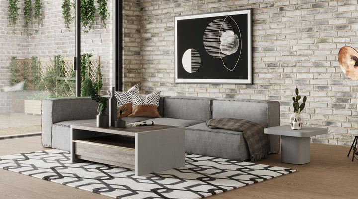 Navstar - Contemporary Grey Fabric Modular Sectional Sofa