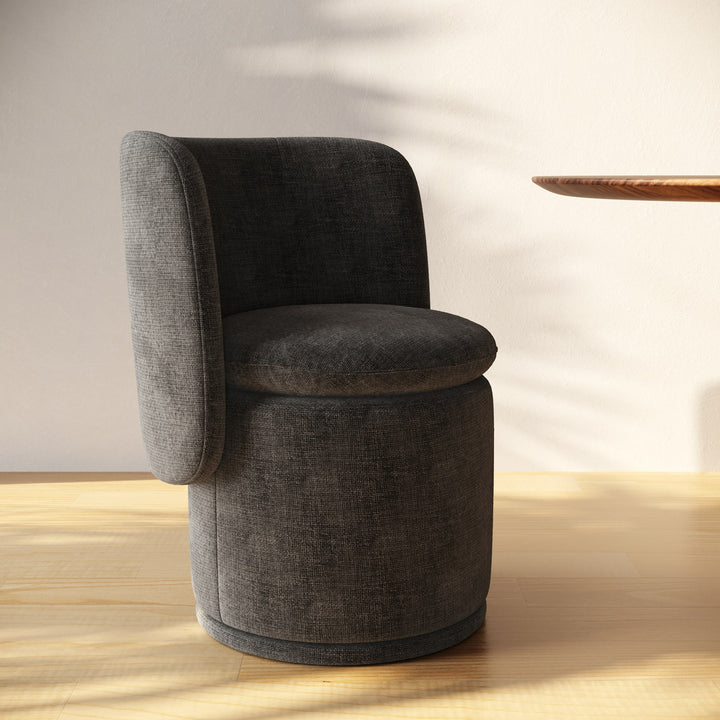 Norris  Modern Dark Grey Fabric Swivel Dining Chair
