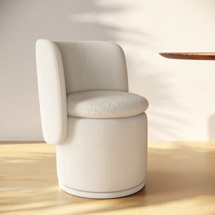 Norris  Modern Ivory Fabric Swivel Dining Chair