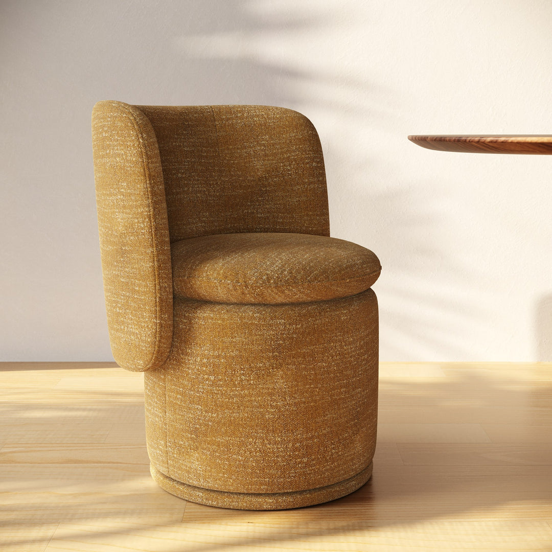 Norris  Modern Mustard Fabric Swivel Dining Chair