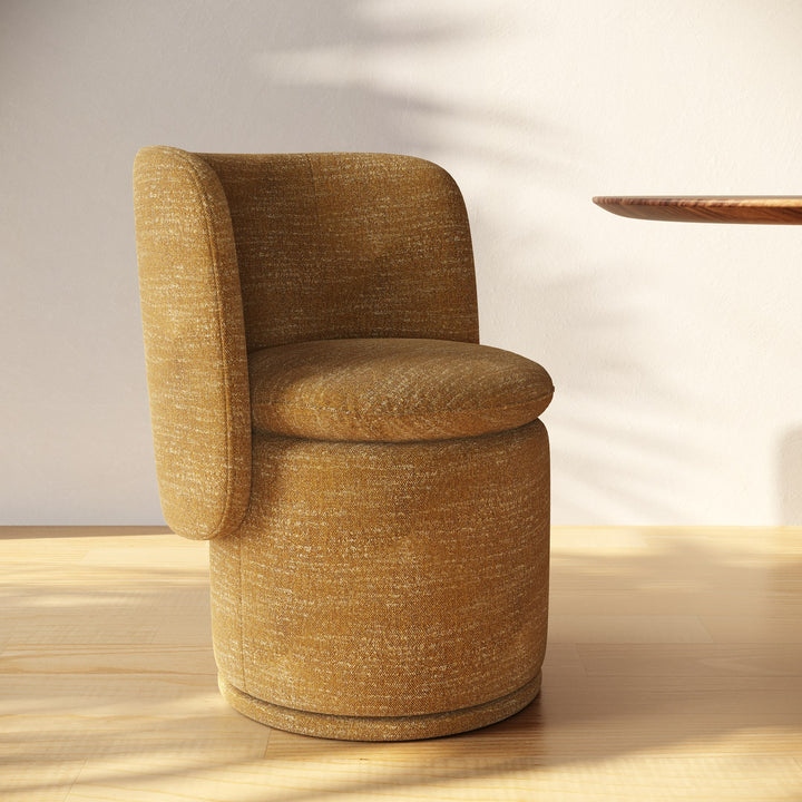 Norris  Modern Mustard Fabric Swivel Dining Chair