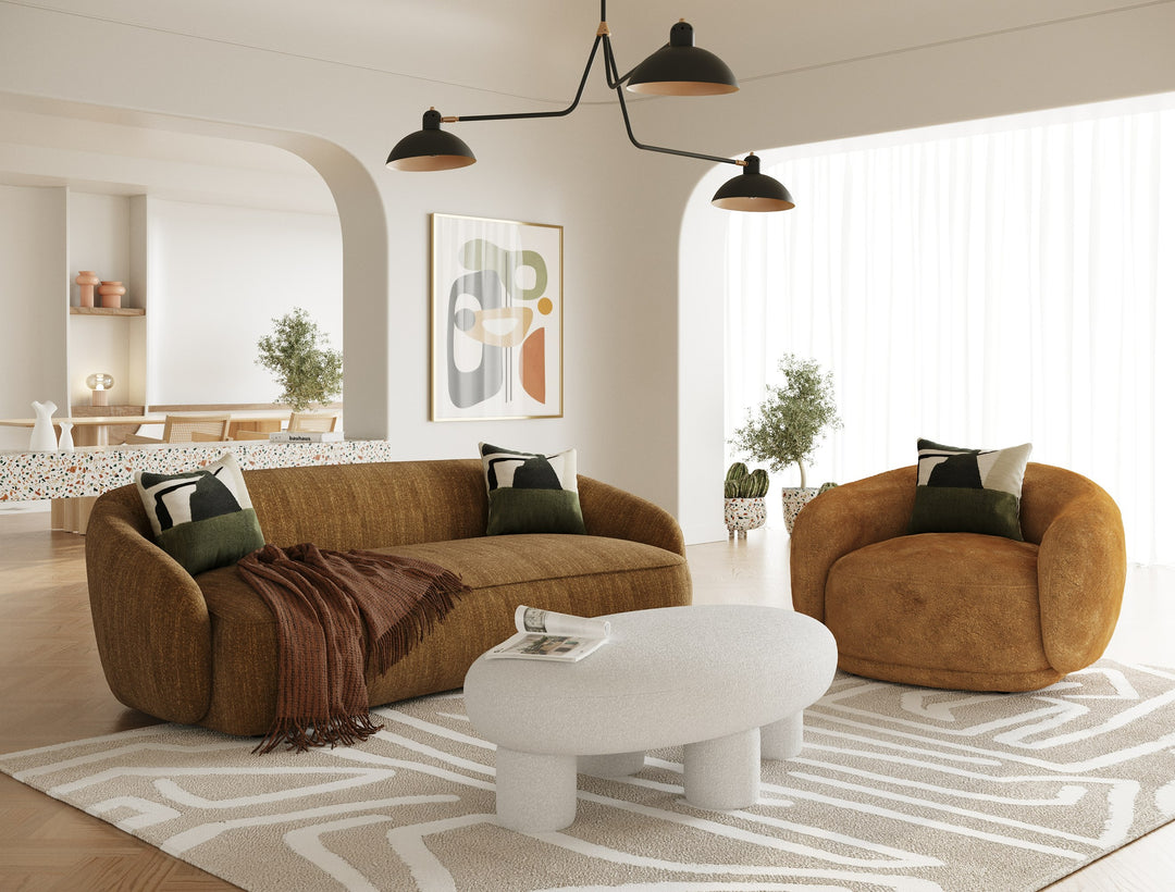 Andrew - Modern Orange Fabric Swivel Accent Chair